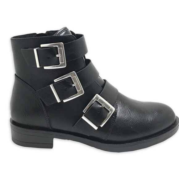 NWT Time and Tru Women's Three Buckle Bootie Faux Leather 6.5 - Picture 1 of 10